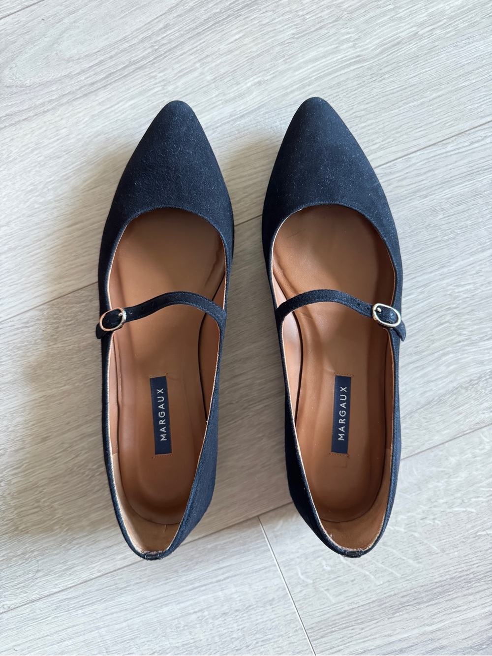 Margaux Black Pointed Mary Jane Flats - Picture 2 of 8